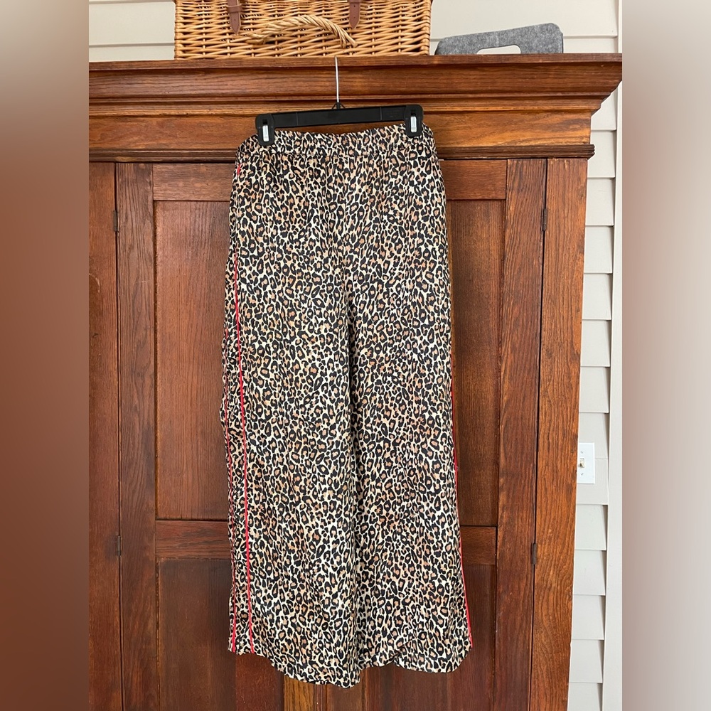 Anthropologie Leopard Print Wide Leg Pants